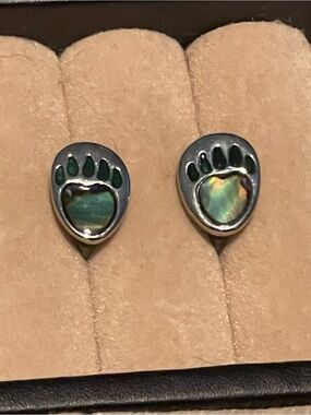 Colorful Bear Paw Print Stud Earrings